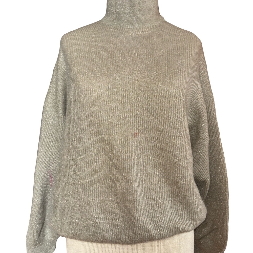 Brunello Cucinelli Metallic Turtleneck Sweater in Light Gold